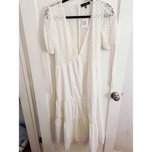 Eyelet White Midi Dress